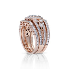 18K/ 14K Gold LH 3 Stacked Full Pave Diamond Scroll Marquise Shape Center Engagement Ring 18K/ 14K Gold LH 3 Stacked Full Pave Diamond Scroll Marquise Shape Center Engagement Ring