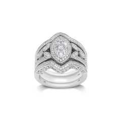 18K/ 14K Gold LH 3 Stacked Full Pave Diamond Scroll Marquise Shape Center Engagement Ring 18K/ 14K Gold LH 3 Stacked Full Pave Diamond Scroll Marquise Shape Center Engagement Ring
