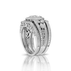 18K/ 14K Gold LH 3 Stacked Full Pave Diamond Scroll Marquise Shape Center Engagement Ring 18K/ 14K Gold LH 3 Stacked Full Pave Diamond Scroll Marquise Shape Center Engagement Ring