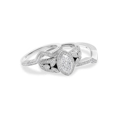 18K/ 14K Gold LH 3 Stacked Full Pave Diamond Scroll Marquise Shape Center Engagement Ring 18K/ 14K Gold LH 3 Stacked Full Pave Diamond Scroll Marquise Shape Center Engagement Ring