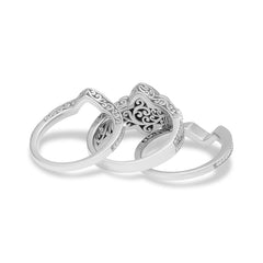 18K/ 14K Gold LH 3 Stacked Full Pave Diamond Scroll Marquise Shape Center Engagement Ring 18K/ 14K Gold LH 3 Stacked Full Pave Diamond Scroll Marquise Shape Center Engagement Ring