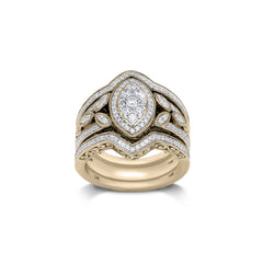 18K/ 14K Gold LH 3 Stacked Full Pave Diamond Scroll Marquise Shape Center Engagement Ring 18K/ 14K Gold LH 3 Stacked Full Pave Diamond Scroll Marquise Shape Center Engagement Ring