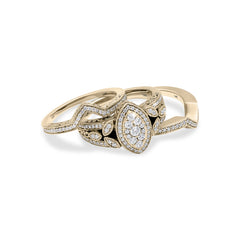 18K/ 14K Gold LH 3 Stacked Full Pave Diamond Scroll Marquise Shape Center Engagement Ring 18K/ 14K Gold LH 3 Stacked Full Pave Diamond Scroll Marquise Shape Center Engagement Ring