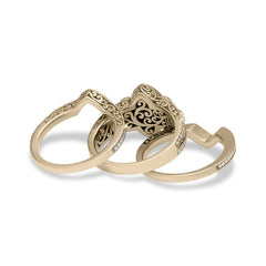 18K/ 14K Gold LH 3 Stacked Full Pave Diamond Scroll Marquise Shape Center Engagement Ring 18K/ 14K Gold LH 3 Stacked Full Pave Diamond Scroll Marquise Shape Center Engagement Ring