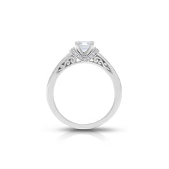 18K/ 14K Gold 3 mm LH Classic Scroll Solitaire with Accents Engagement Ring 18K/ 14K Gold 3 mm LH Classic Scroll Solitaire with Accents Engagement Ring