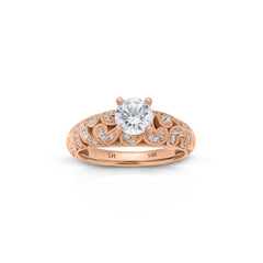 18K/ 14K Gold 3.5 mm LH  Diamond Milgrain Scroll Solitaire Engagement Ring 18K/ 14K Gold 3.5 mm LH  Diamond Milgrain Scroll Solitaire Engagement Ring