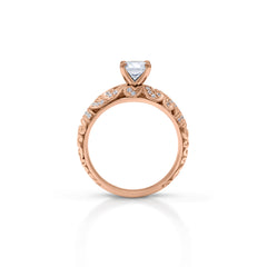 18K/ 14K Gold 3.5 mm LH  Diamond Milgrain Scroll Solitaire Engagement Ring 18K/ 14K Gold 3.5 mm LH  Diamond Milgrain Scroll Solitaire Engagement Ring