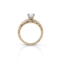 18K/ 14K Gold 3.5 mm LH  Diamond Milgrain Scroll Solitaire Engagement Ring 18K/ 14K Gold 3.5 mm LH  Diamond Milgrain Scroll Solitaire Engagement Ring