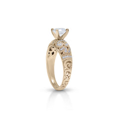 18K/ 14K Gold 3.5 mm LH  Diamond Milgrain Scroll Solitaire Engagement Ring 18K/ 14K Gold 3.5 mm LH  Diamond Milgrain Scroll Solitaire Engagement Ring