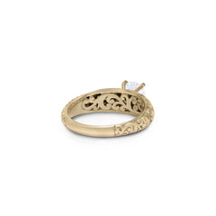 18K/ 14K Gold 3.5 mm LH  Diamond Milgrain Scroll Solitaire Engagement Ring 18K/ 14K Gold 3.5 mm LH  Diamond Milgrain Scroll Solitaire Engagement Ring