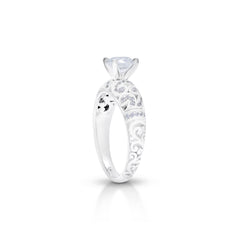 18K/ 14K Gold 3.5 mm LH  Diamond Milgrain Scroll Solitaire Engagement Ring 18K/ 14K Gold 3.5 mm LH  Diamond Milgrain Scroll Solitaire Engagement Ring