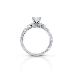 18K/ 14K Gold 3 mm LH Repousse Round Diamond with Diamond Side Engagement Ring 18K/ 14K Gold 3 mm LH Repousse Round Diamond with Diamond Side Engagement Ring