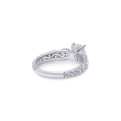 18K/ 14K Gold 3 mm LH Repousse Round Diamond with Diamond Side Engagement Ring 18K/ 14K Gold 3 mm LH Repousse Round Diamond with Diamond Side Engagement Ring