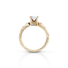 18K/ 14K Gold 3 mm LH Repousse Round Diamond with Diamond Side Engagement Ring 18K/ 14K Gold 3 mm LH Repousse Round Diamond with Diamond Side Engagement Ring