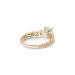 18K/ 14K Gold 3 mm LH Repousse Round Diamond with Diamond Side Engagement Ring 18K/ 14K Gold 3 mm LH Repousse Round Diamond with Diamond Side Engagement Ring