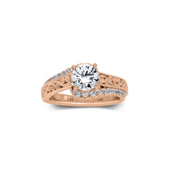 18K/ 14K Gold 4.3 mm LH Classic Scroll Round Diamond with Diamond Row Accents Engagement Ring 18K/ 14K Gold 4.3 mm LH Classic Scroll Round Diamond with Diamond Row Accents Engagement Ring
