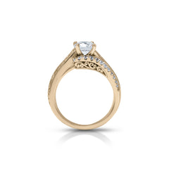 18K/ 14K Gold 4.3 mm LH Classic Scroll Round Diamond with Diamond Row Accents Engagement Ring 18K/ 14K Gold 4.3 mm LH Classic Scroll Round Diamond with Diamond Row Accents Engagement Ring