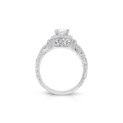 18K/ 14K Gold 3.2 mm LH Vintage Repousse Square Halo with Diamond Accents Engagement Ring 18K/ 14K Gold 3.2 mm LH Vintage Repousse Square Halo with Diamond Accents Engagement Ring