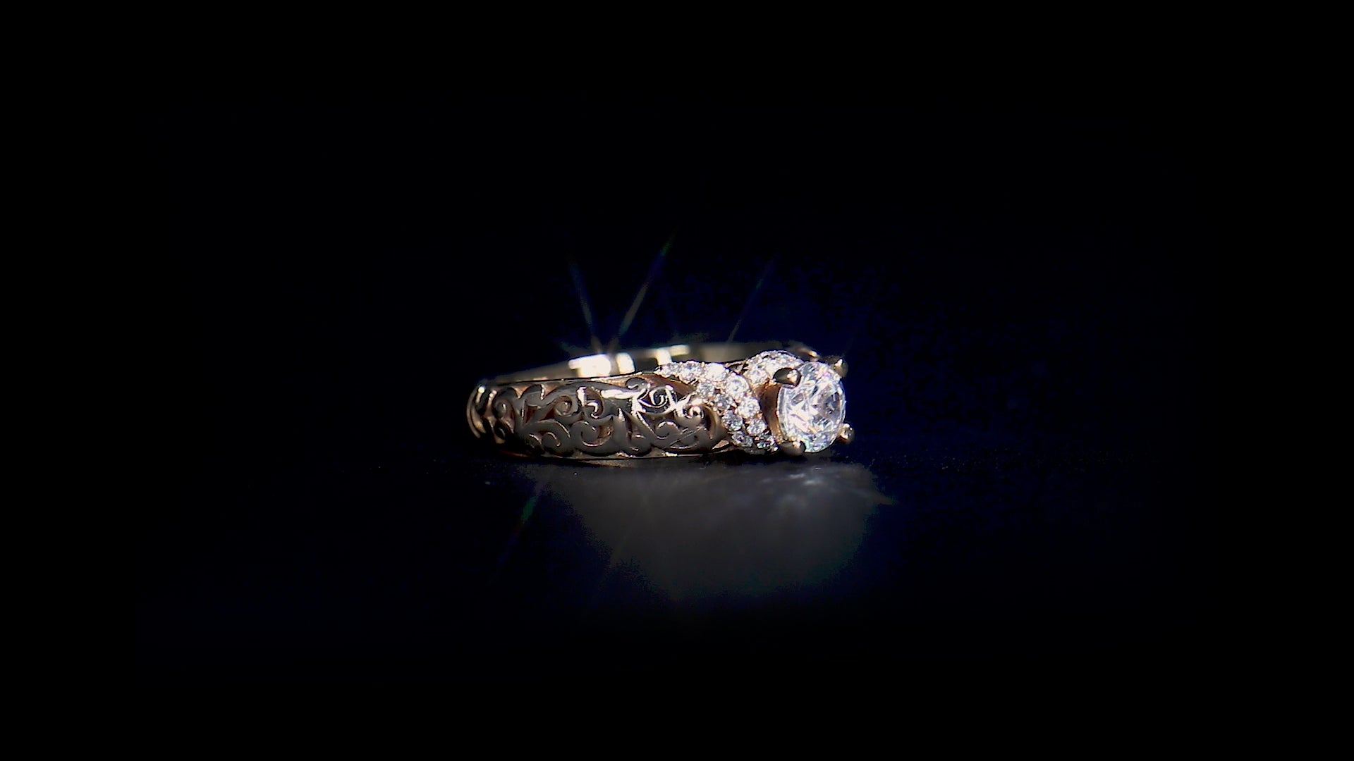 18K/ 14K Gold 2.8 mm LH Carved Scroll Solitaire with Twisted Accent Engagement Ring 18K/ 14K Gold 2.8 mm LH Carved Scroll Solitaire with Twisted Accent Engagement Ring