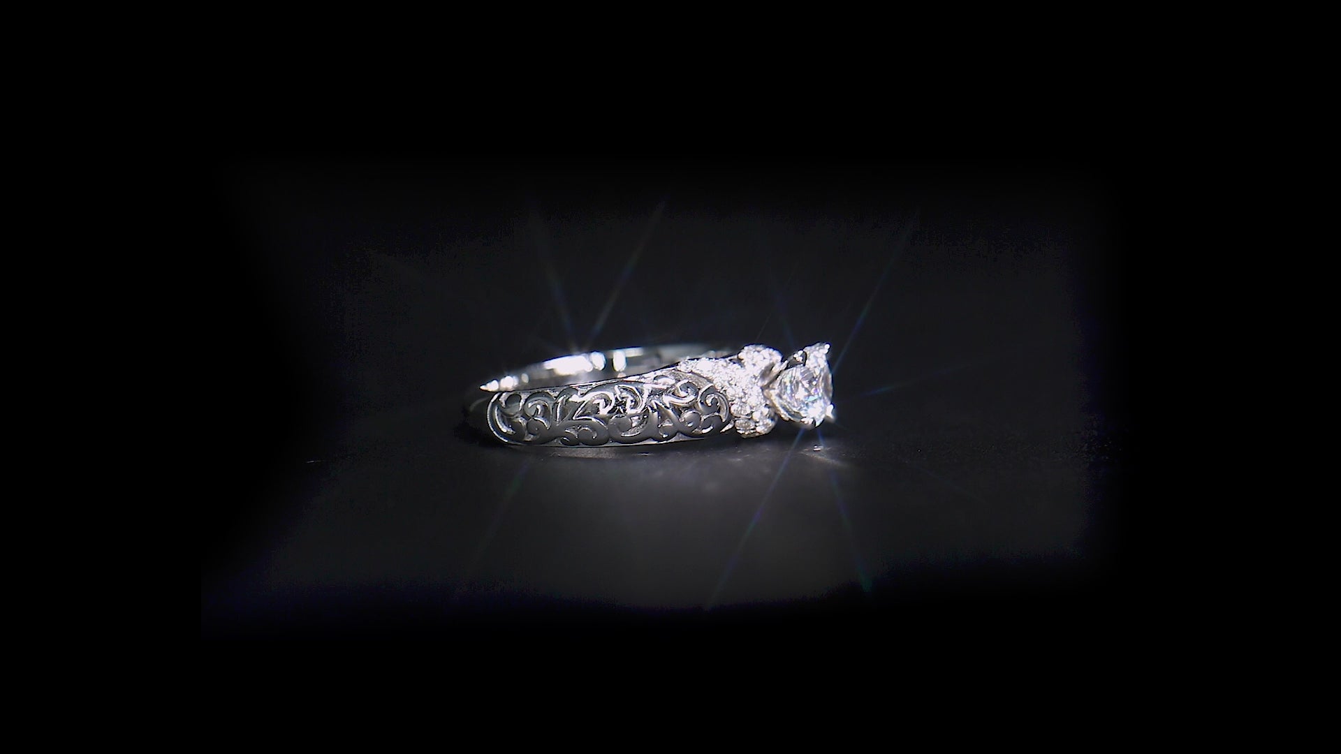 18K/ 14K Gold 2.8 mm LH Carved Scroll Solitaire with Twisted Accent Engagement Ring 18K/ 14K Gold 2.8 mm LH Carved Scroll Solitaire with Twisted Accent Engagement Ring