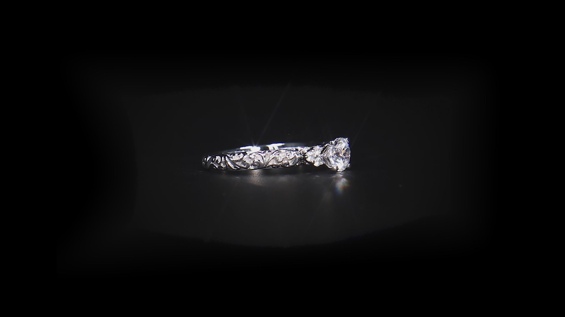 18K/ 14K Gold 2.5 mm LH Carved Scroll 5-Stone Diamond Engagement Ring 18K/ 14K Gold 2.5 mm LH Carved Scroll 5-Stone Diamond Engagement Ring