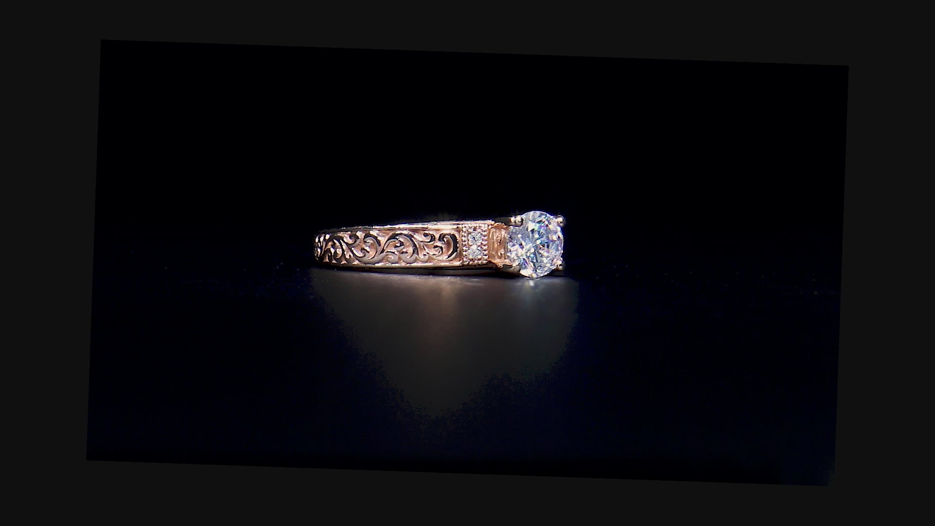 18K/ 14K Gold 3.4 mm LH Classic Scroll Solitaire with Accents Cathedral Vintage Engagement Ring 18K/ 14K Gold 3.4 mm LH Classic Scroll Solitaire with Accents Cathedral Vintage Engagement Ring