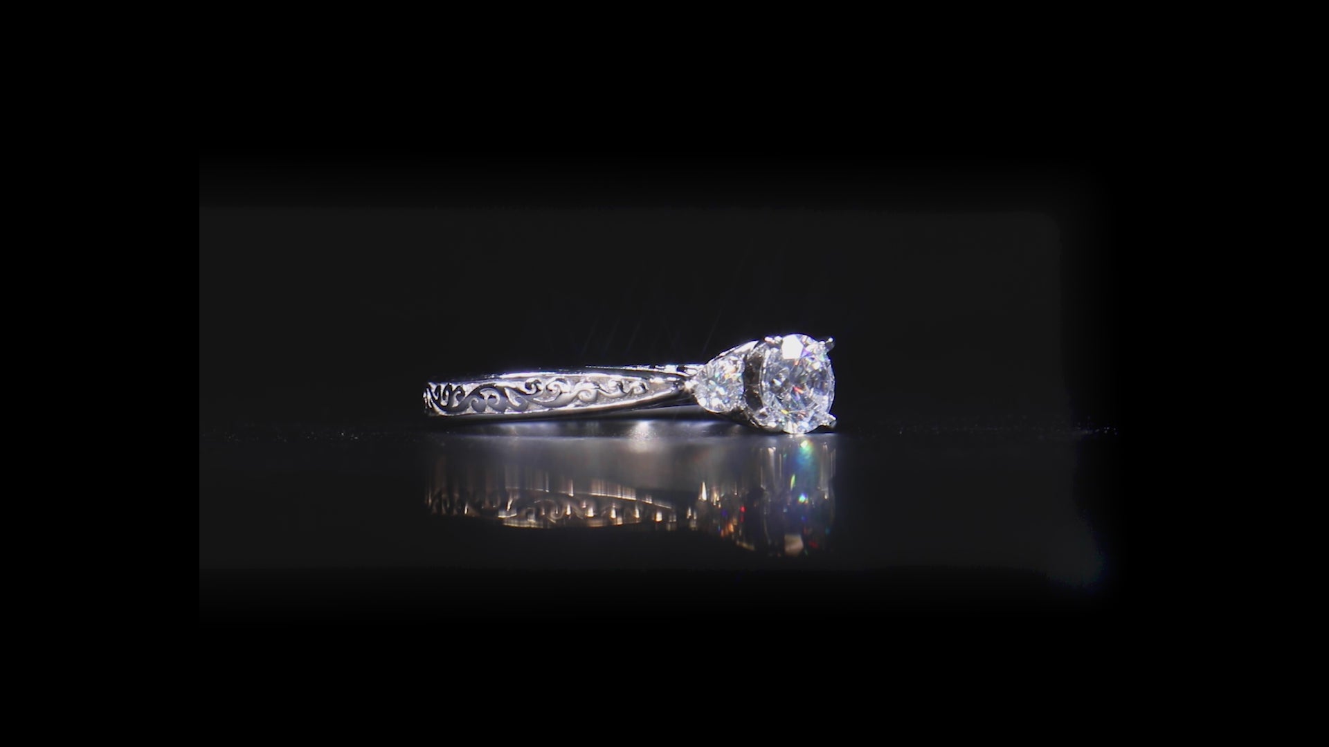 18K/ 14K Gold 2.9 mm LH Carved Scroll Bostonian Engagement Ring 18K/ 14K Gold 2.9 mm LH Carved Scroll Bostonian Engagement Ring