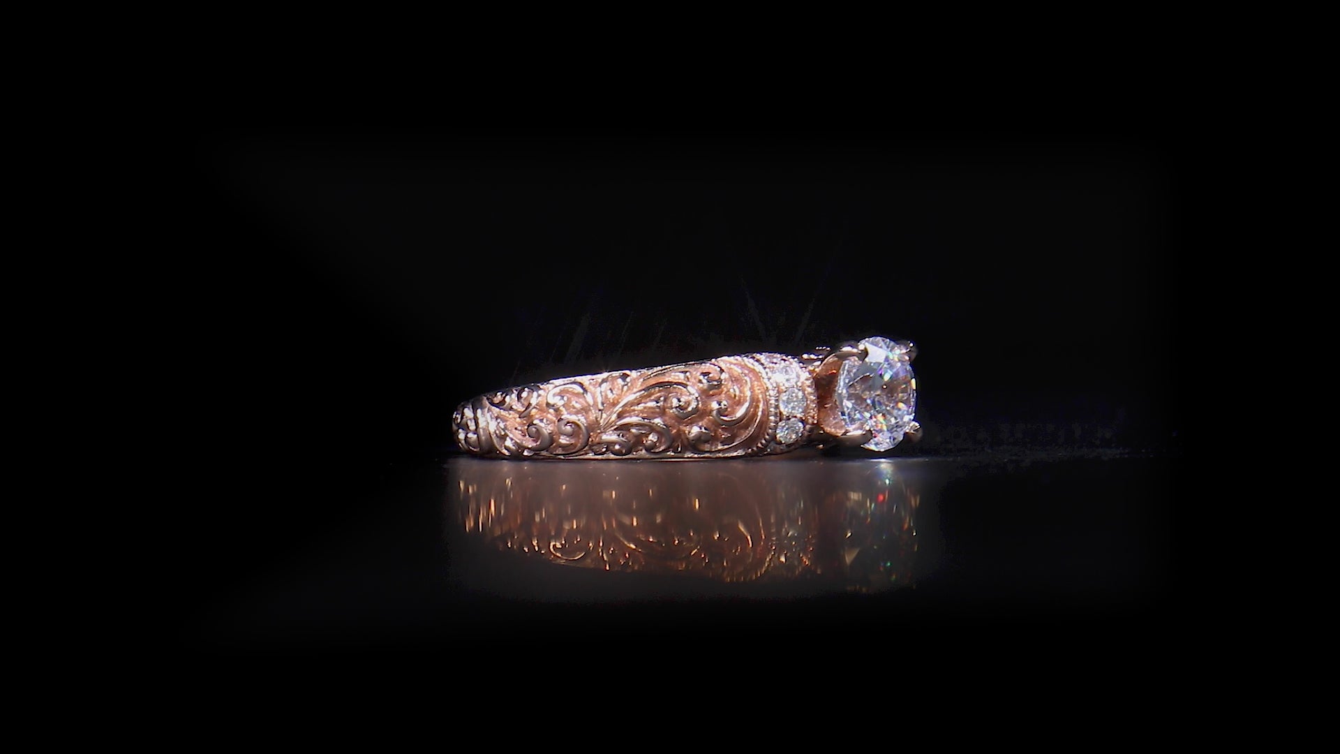 18K/ 14K Gold 4 mm LH Repousse Solitaire with Diamond Accents Engagement Ring 18K/ 14K Gold 4 mm LH Repousse Solitaire with Diamond Accents Engagement Ring