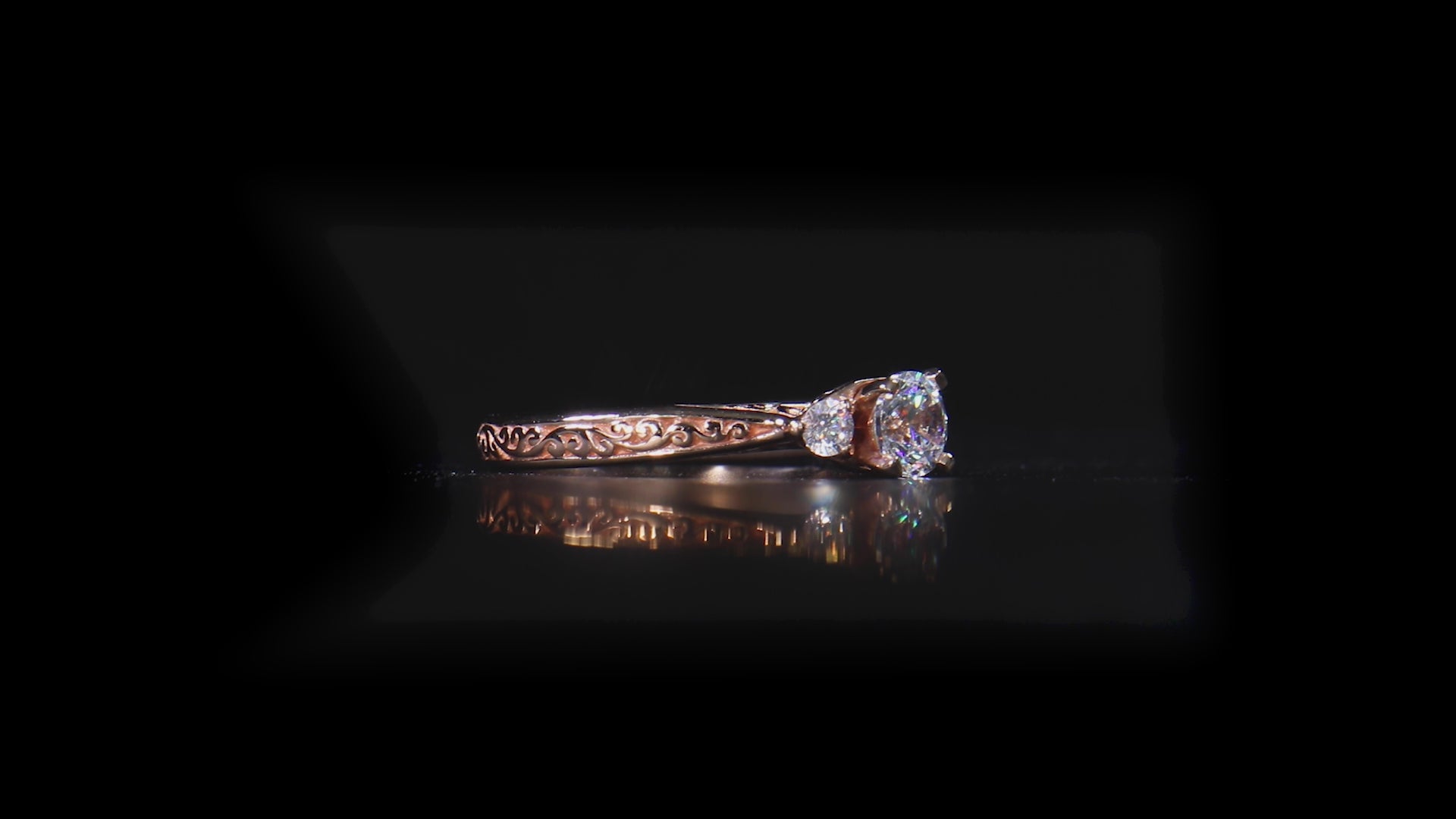 18K/ 14K Gold 2.9 mm LH Carved Scroll Bostonian Engagement Ring 18K/ 14K Gold 2.9 mm LH Carved Scroll Bostonian Engagement Ring