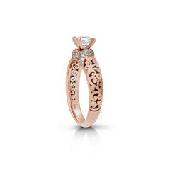 18K/ 14K Gold 2.8 mm LH Carved Scroll Solitaire with Twisted Accent Engagement Ring