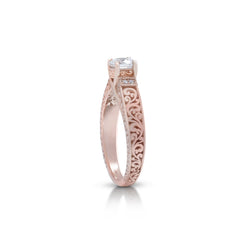 18K/ 14K Gold 3.4 mm LH Classic Scroll Solitaire with Accents Cathedral Vintage Engagement Ring