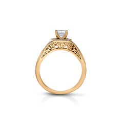 18K/ 14K Gold 3.4 mm LH Classic Scroll Halo Diamond Twist Engagement Ring