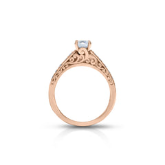 18K/ 14K Gold 2.9 mm LH Classic Scroll Vintage Solitaire with Diamond Side Accents Engagement Ring