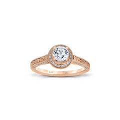 18K/ 14K Gold 2.1 mm LH Classic Scroll Round Halo Basket with Diamond Sides Engagement Ring