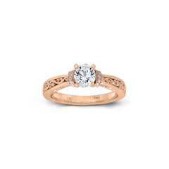 18K/ 14K Gold 3 mm LH Classic Scroll Solitaire with Accents Engagement Ring